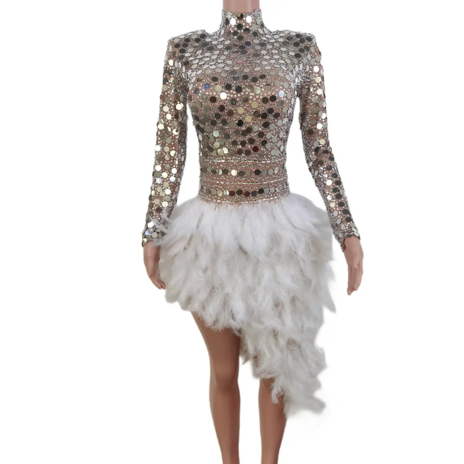 Gorgeous White Feather Sparkling Sequins Prom Dresses Women Irregular Bottom Evening Gown Dress Elegant Mini Skirt W2201022
Gorgeous White Feather Sparkling Sequins Prom Dresses Women Irregular Bottom Evening Gown Dress Elegant Mini Skirt W2201022