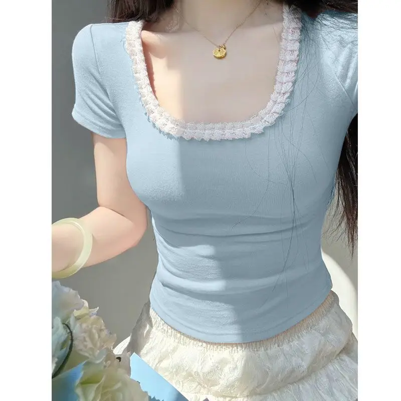 2024 Summer New Spice Girl Shoulder Short-sleeved T-shirt Women's Design Feels Sweet and Slim Short Cotton Top
2024 Summer New Spice Girl Shoulder Short-sleeved T-shirt Women's Design Feels Sweet and Slim Short Cotton Top