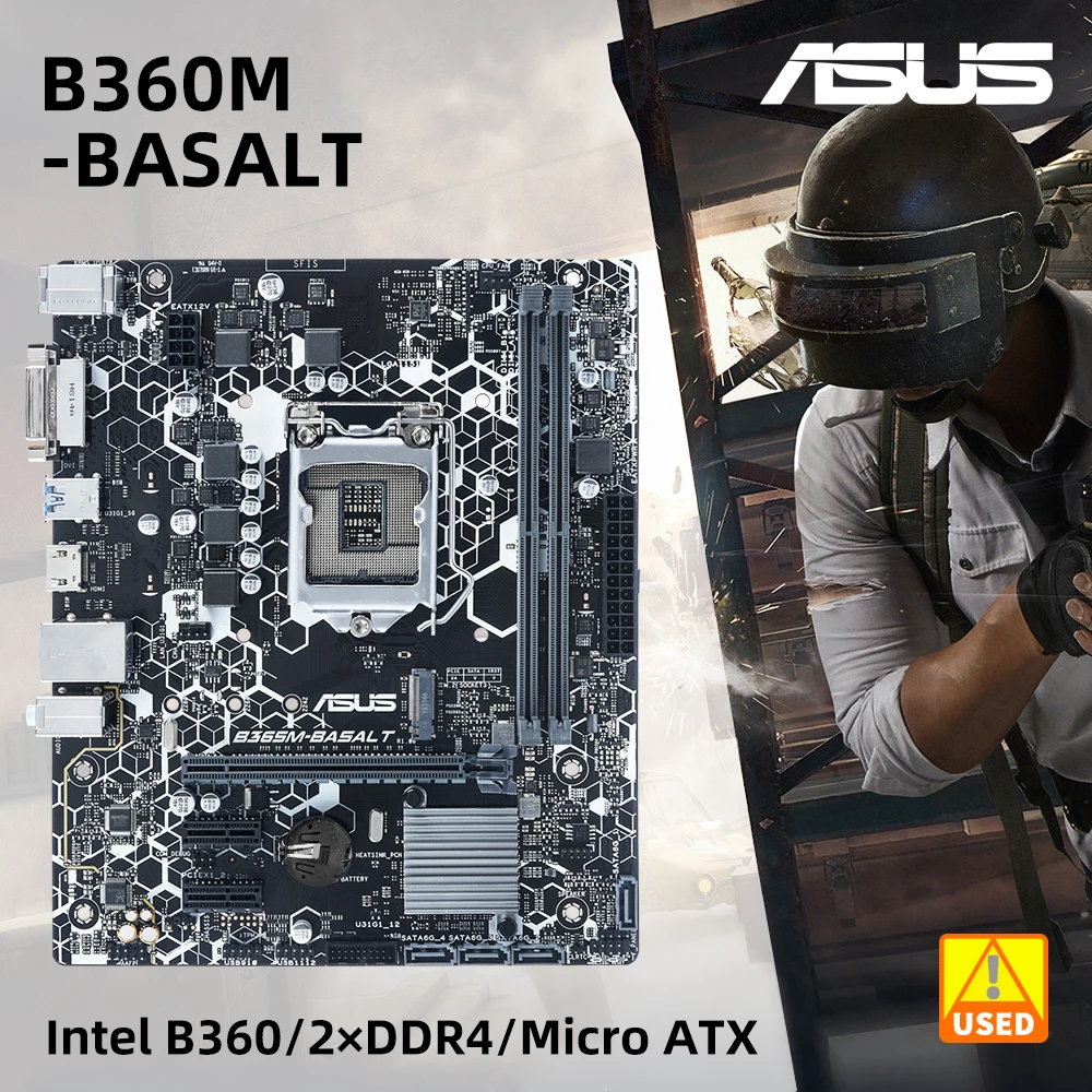 

ASUS B360M-BASALT Intel B360 LGA 1151 2 x DDR4 DIMM 32GB PCI-E 3.0 1 x M.2 SATA3 HDMI DVI Used For Micro ATX motherboard