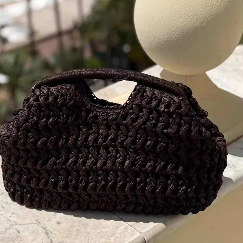 Elegant Woven Raffia Clutch Bag - Summer Fashion Handbag for Evening & Travel 4 S181f4b18cf274e789bd92c2c1197e614T
