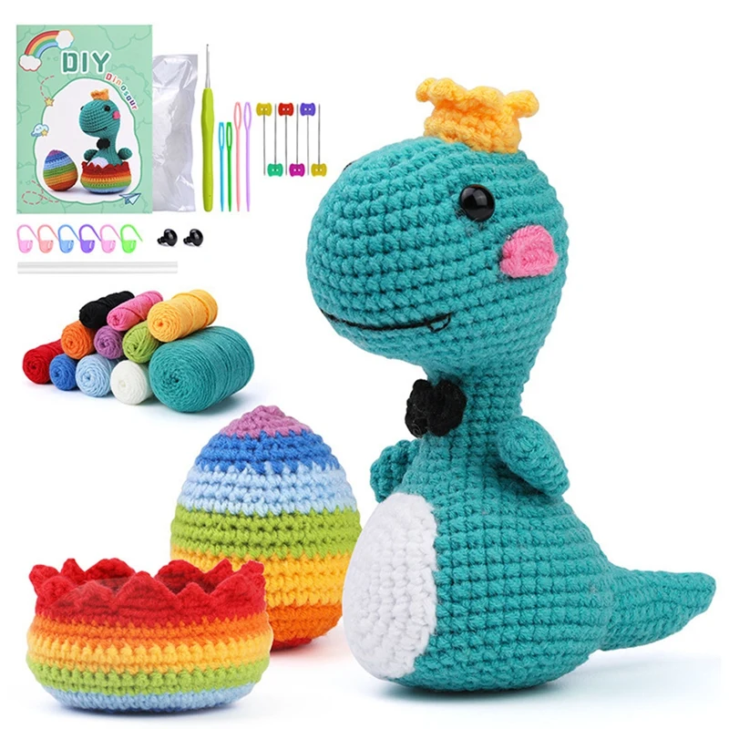 

Crochet Kit For Beginners, Beginners Crochet Dinosaur Kit With Tool For Mothers Day Gifts For Mom DIY Craft Supplies Durable