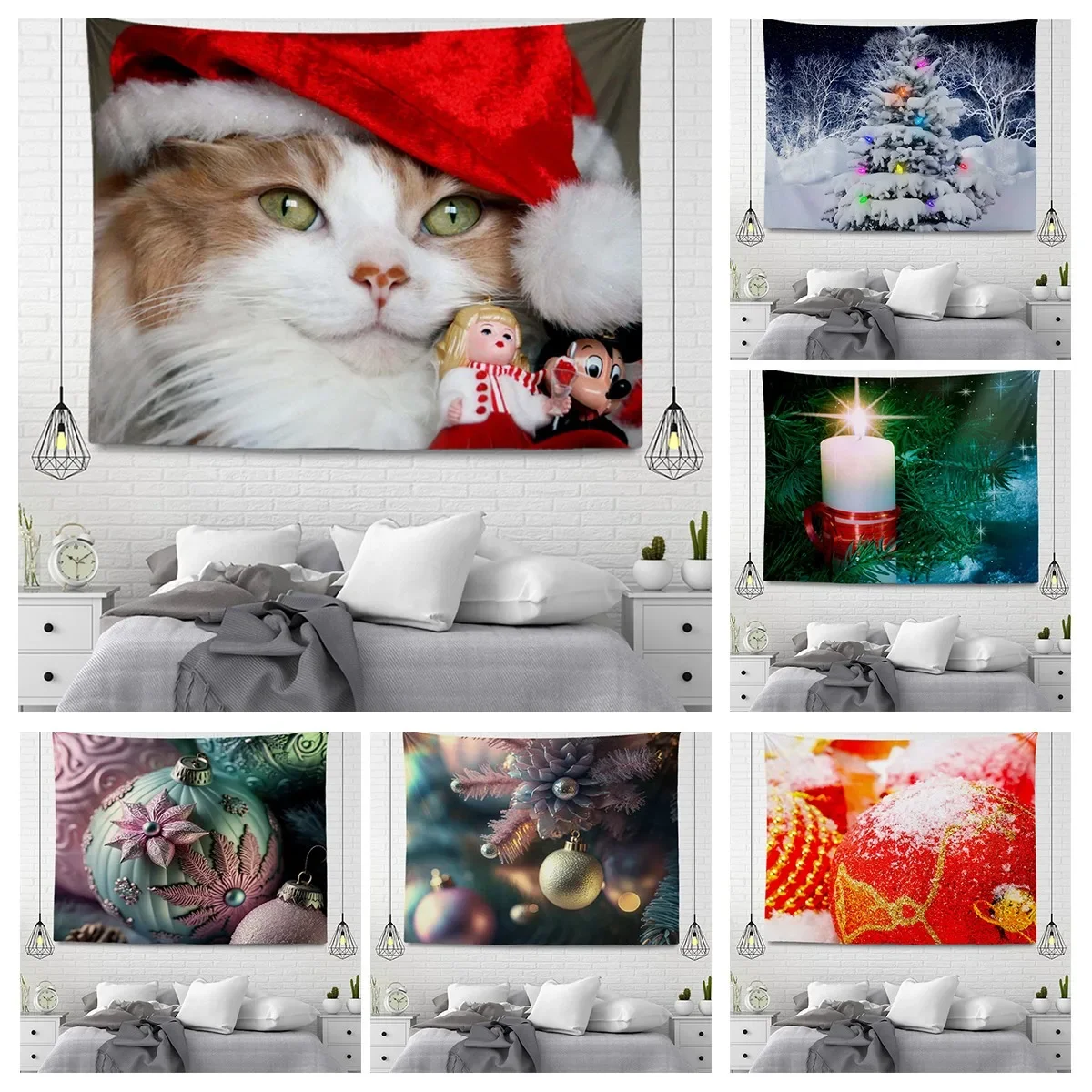 

Рождественские животные, домашние украшения, комнатный декор, настенный гобелен, эстетический Настенный декор для спальни, большой тканевый настенный гобелен