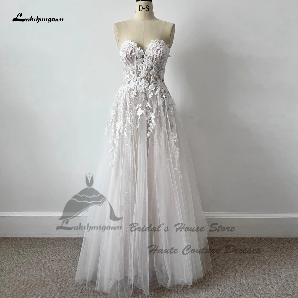 Lakshmigown блестящее кружевное пляжное свадебное платье в стиле бохо с открытыми плечами 2023 сексуальные богемные Свадебные платья на заказ