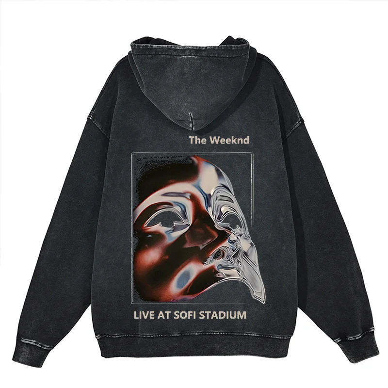 

The Weeknd Music Fans Hoodie Face Masks-Live At SoFi Stadium Album Cover Clothes Tops Quality Cotton Men Women Black Sweatshirt