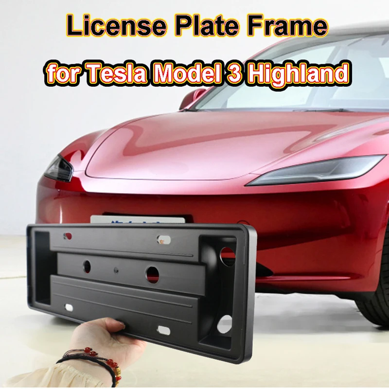 

License Plate Frame Protector for Tesla Model 3 Highland 2024 Accessories Front Plate Frame Holder Number Plate Mount Bracket