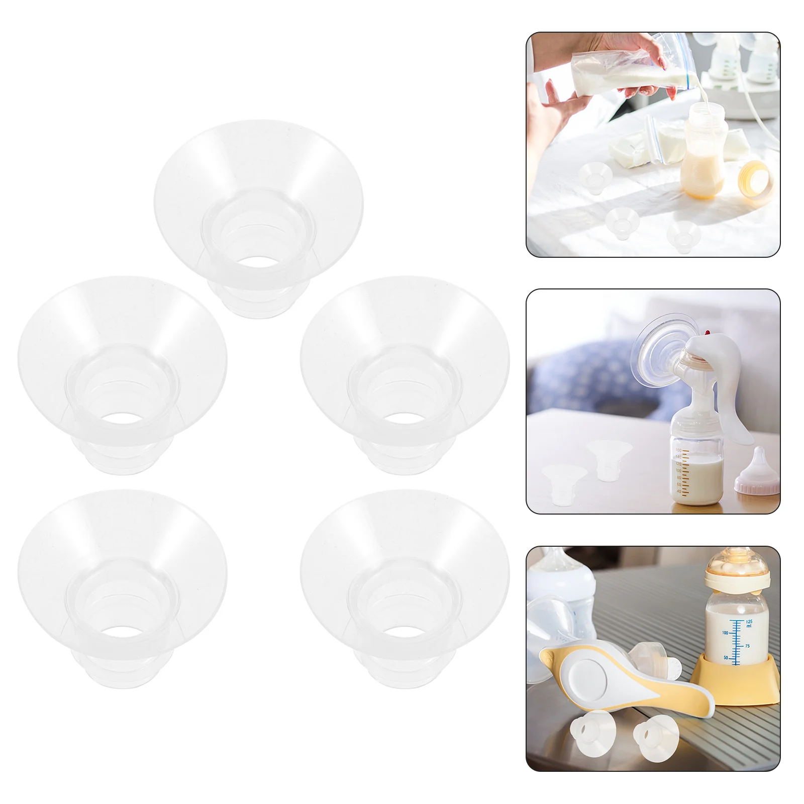 

5 Pcs Breast Pump Horn Size Converter Mom Cozy Pumps Universal Flange Inserts for Replacement 19mm Silica Gel 21mm Mother