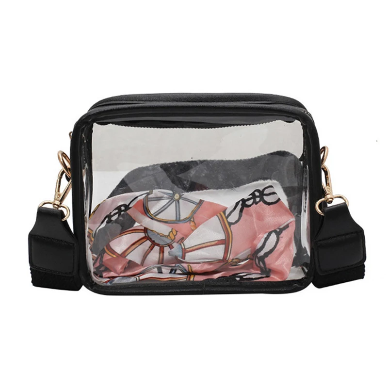 

New Fashion Women's Transparent Square Sling Bag PVC Transparent Clear Crossbody Shoulder Bag Handbag Women Jelly Phone Bags