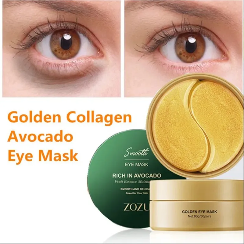 

60pcs Eye Mask Anti Dark Circles Eye Bags Avocado Golden Collagen Moisturizing Anti Wrinkle Eye Patches Eye Skin Care Mask
