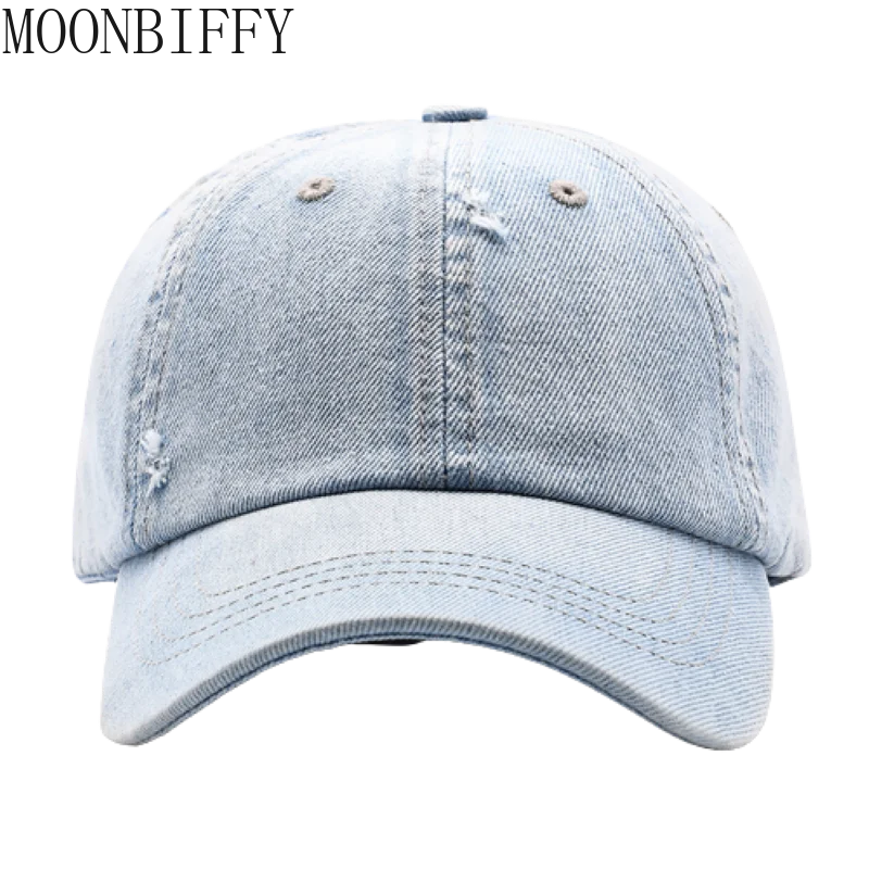 

Unisex Washed Denim Baseball Cap Distressed Ripped Hole Adjustable Men Snapback Hat Hip Hop Caps Outdoor Sports Hats Gorras