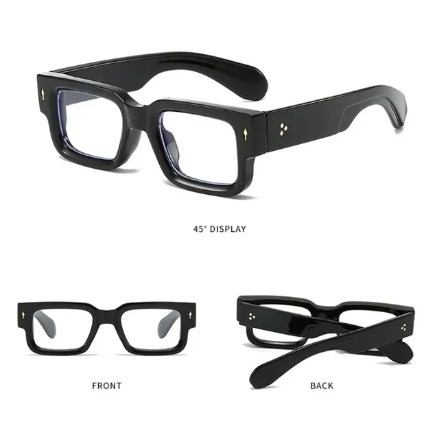 Lunettes à monture carrée noire bloquant la lumière bleue pour hommes, lunettes de lecture optiques, lunettes d'ordinateur classiques, miroir d'avion 2