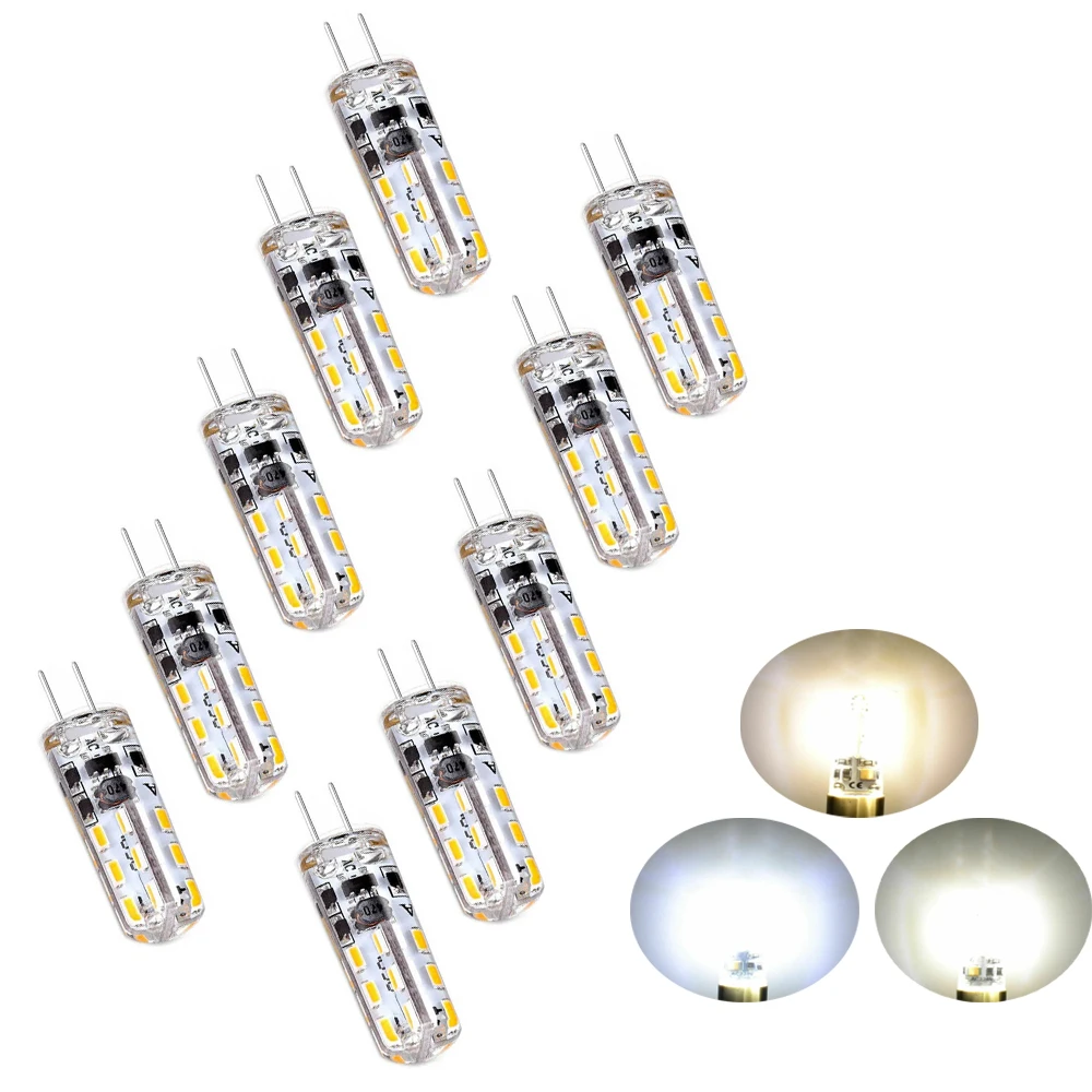 

10pcs Mini G4 LED Light Bulb 2W AC DC 12V 220V 24LEDs 3014 SMD Silicone Lamp Replace 20W Halogen For Home Chandelier Spotlight