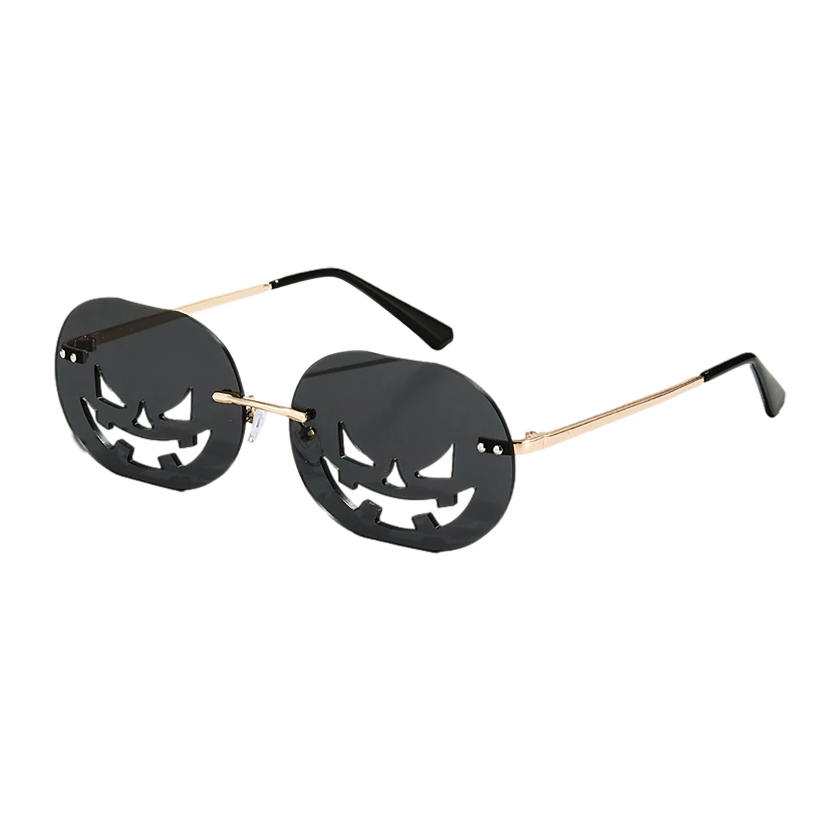 

Halloween Rimless Sunglasses Cool Pumpkin Rimless Eye Glasses UV400 Protection Eye Glasses For Halloween Party