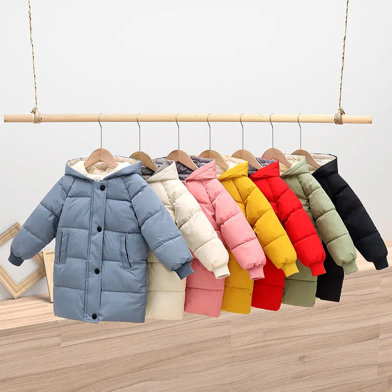 

Children's Down Coat Winter Teenage Baby Boys Girls Cotton-padded Parka & Coats Thicken Warm Long Jackets Toddler Kids Outerwear