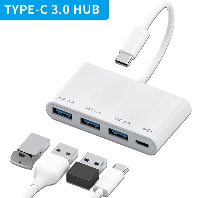 

2023 New 4 IN1 USB C HUB 3.0 Type C 4 Port Multi Splitter Adapter OTG USB for PD Fast Charging for Macbook PC Phone Accessories