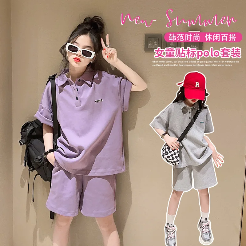 Girls' summer suits2024New Fashionable Children's Casual Children's Clothing Korean Style Girls' Short-Sleeved Shorts Two-Piece
Girls' summer suits2024New Fashionable Children's Casual Children's Clothing Korean Style Girls' Short-Sleeved Shorts Two-Piece