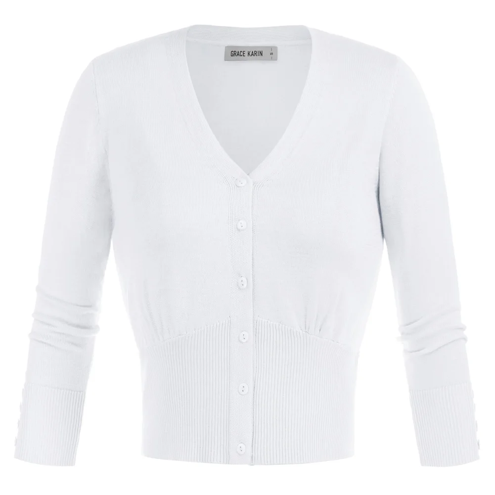 GRACE KARIN Women's Cropped Bolero Shrugs V Neck Button Down Cardigan Sweaters 3/4 Sleeves V-Neck Cropped Tops Knitwear Blouse
GRACE KARIN Women's Cropped Bolero Shrugs V Neck Button Down Cardigan Sweaters 3/4 Sleeves V-Neck Cropped Tops Knitwear Blouse