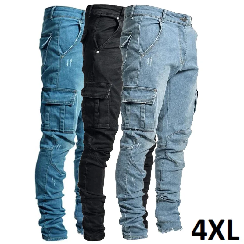 New Washed Jeans for Men Solid Color Multi Pockets Denim Mid Waist Cargo Jeans Plus Size Fashion Casual Trousers Male Daily Wear
New Washed Jeans for Men Solid Color Multi Pockets Denim Mid Waist Cargo Jeans Plus Size Fashion Casual Trousers Male Daily Wear