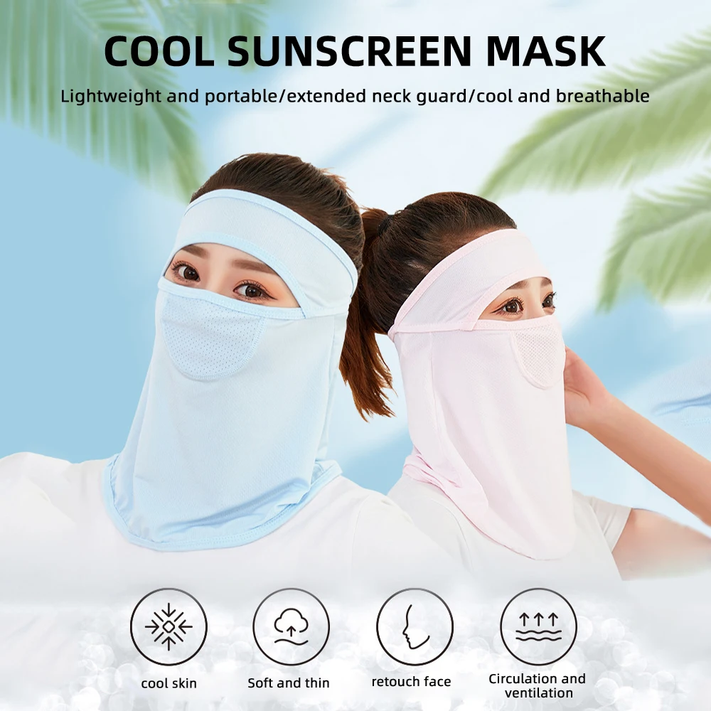 

Outdoor UV Protection Sun Hat Mask Neck Wide Brim Cover Summer Ice Silk Sunscreen Breathable Mask Sports Accessories