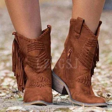 Women Tassel Cowboy Boots Short Suede Leather Cowgirl Botas Big Size 43 Vintage Riding Ankle Booties New Ladies Thick Heel Shoes
Women Tassel Cowboy Boots Short Suede Leather Cowgirl Botas Big Size 43 Vintage Riding Ankle Booties New Ladies Thick Heel Shoes