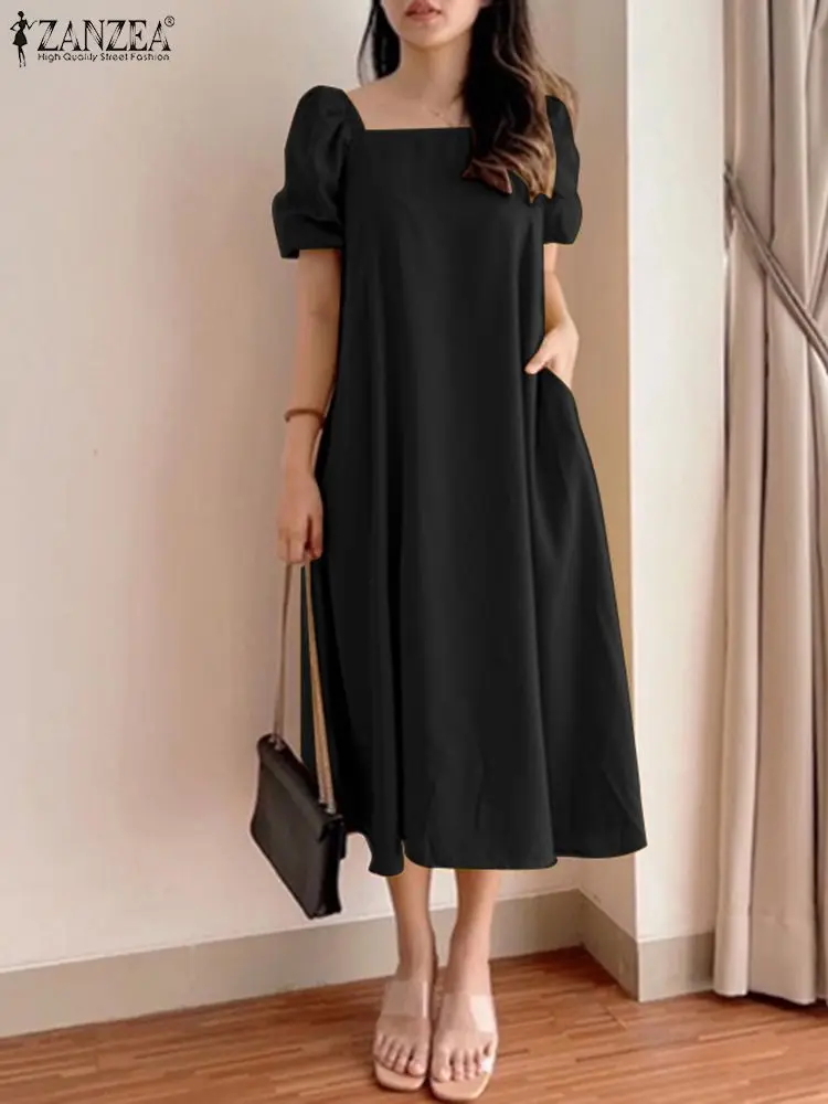 ZANZEA Women Square Neck Midi Dress Elegant Short Puff Sleeve A-line Party Vestidos Korean Fashion Leisure Solid Smock Dresses
ZANZEA Women Square Neck Midi Dress Elegant Short Puff Sleeve A-line Party Vestidos Korean Fashion Leisure Solid Smock Dresses