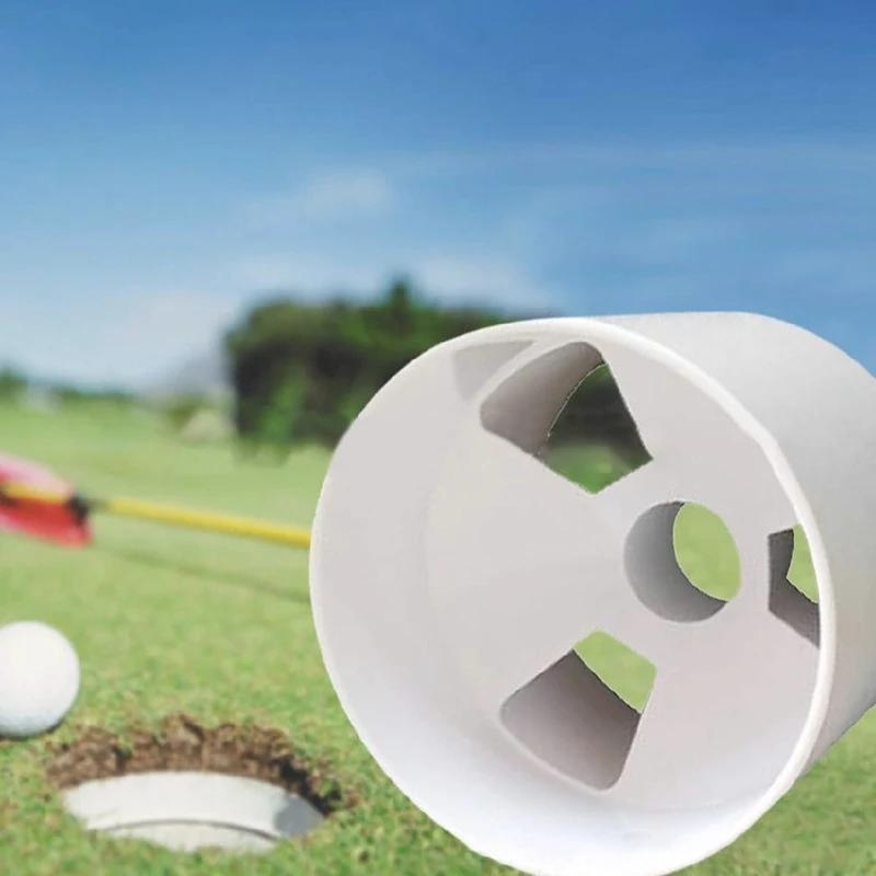 

White Plastic Golf Hole Cup Putting Putter Golf Flag Stick Yard Garden Training Backyard Practice Putting Golf Training Aids