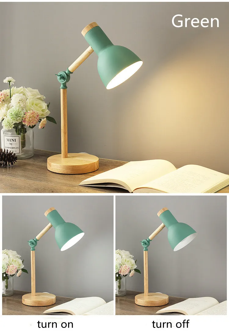 Generic black Eyes Protection Table Lamp E27 Nordic Wood Desk Lamps