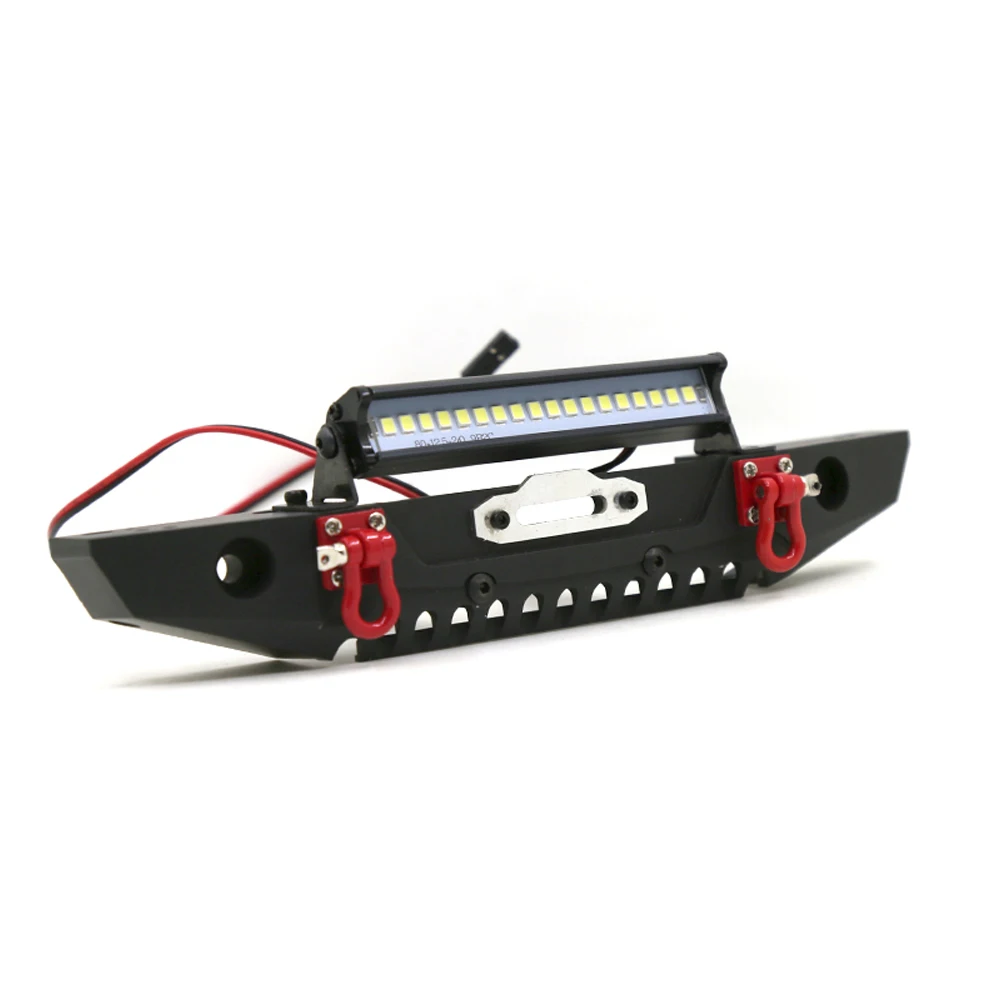 

Metal Front Bumper With LED Light For 1/10 RC Crawler Car Trax Trx4 Trx-4 Defender Bronco Axial SCX10 90046 90047 Upgrade Parts