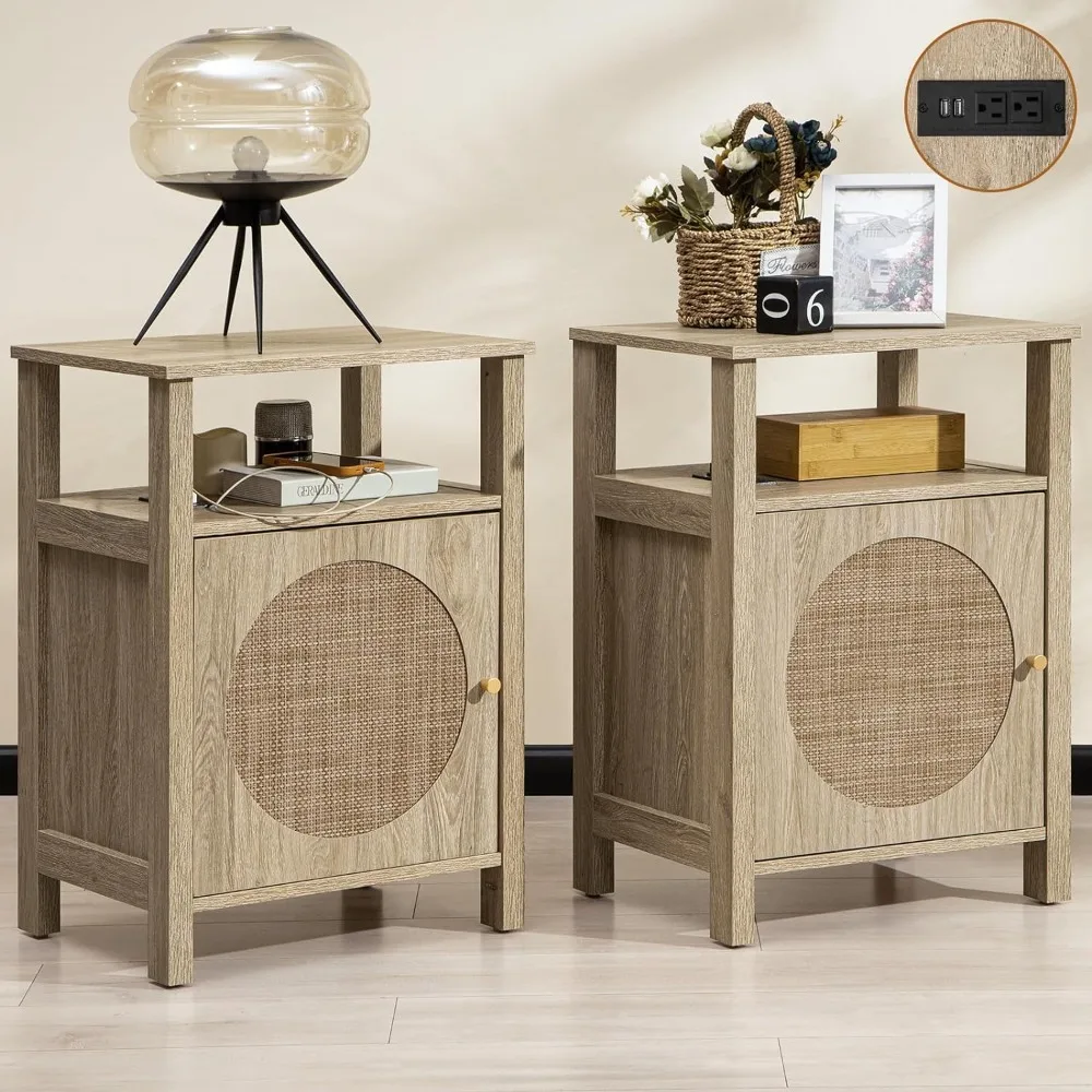 Rattan Nightstand Set,Tall Night Stand with Charging Stationwith Storage, Nightstands with Adjustable Shelf
Rattan Nightstand Set,Tall Night Stand with Charging Stationwith Storage, Nightstands with Adjustable Shelf