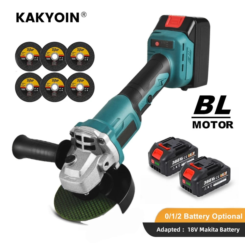 

18V 125MM Cordless Electric Angle Grinder Brushless 3 Gears Variable Grinding Machine Cutting Woodworking Power Tool