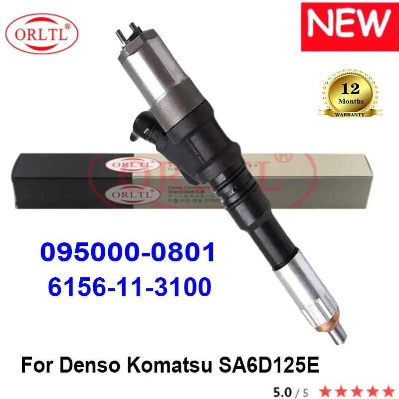 

ORLTL Diessel 095000-0801 6156-11-3100 Diesel Engine Injector 0950000801 095000 08016156113100 For Denso Komatsu SA6D125E