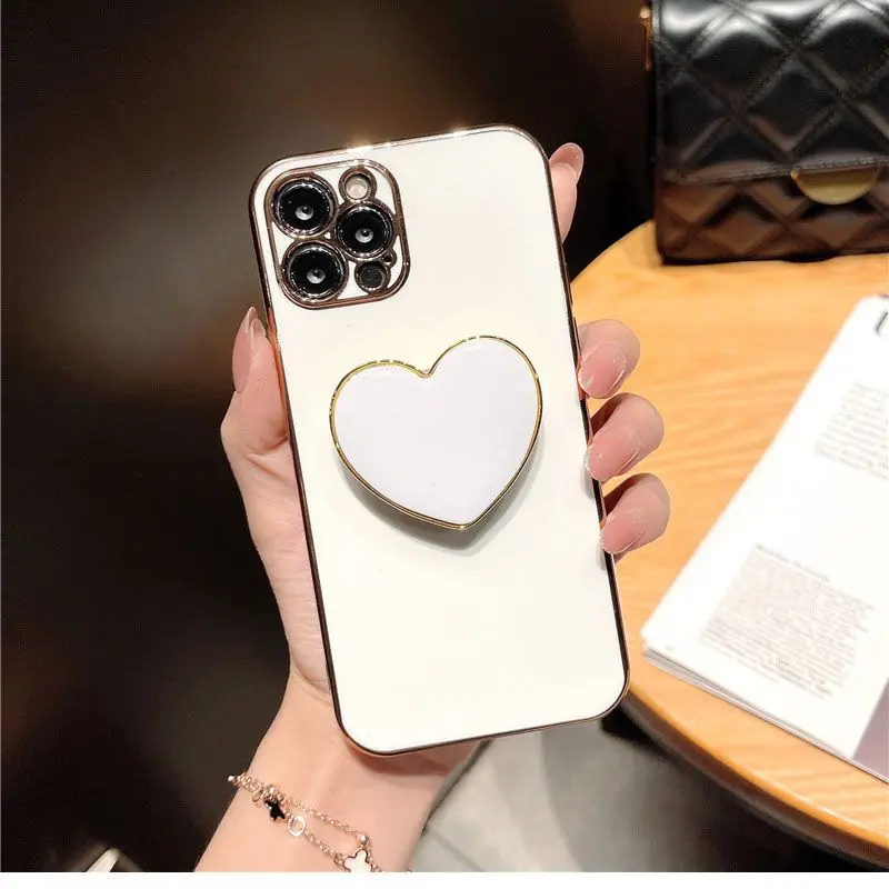 Luxury Love Heart Plating Silicone Case for iPhone