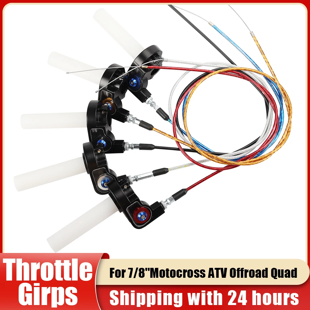 

7/8" 22mm Motorcycle Throttle Handle Grips Settle Twist With Throttle Cable For Motocross ATV Offroad Quad Pit Dirt Bike