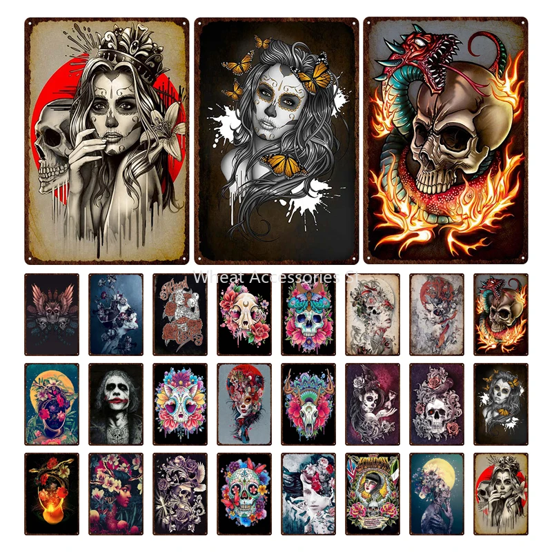 Skeleton Skull Tin Signs Mexican Festival Day of The Dead Plaque Wall Art Metal Painting Party Shop Home Tattoo Parlors Plate 1
Skeleton Skull Tin Signs Mexican Festival Day of The Dead Plaque Wall Art Metal Painting Party Shop Home Tattoo Parlors Plate 1