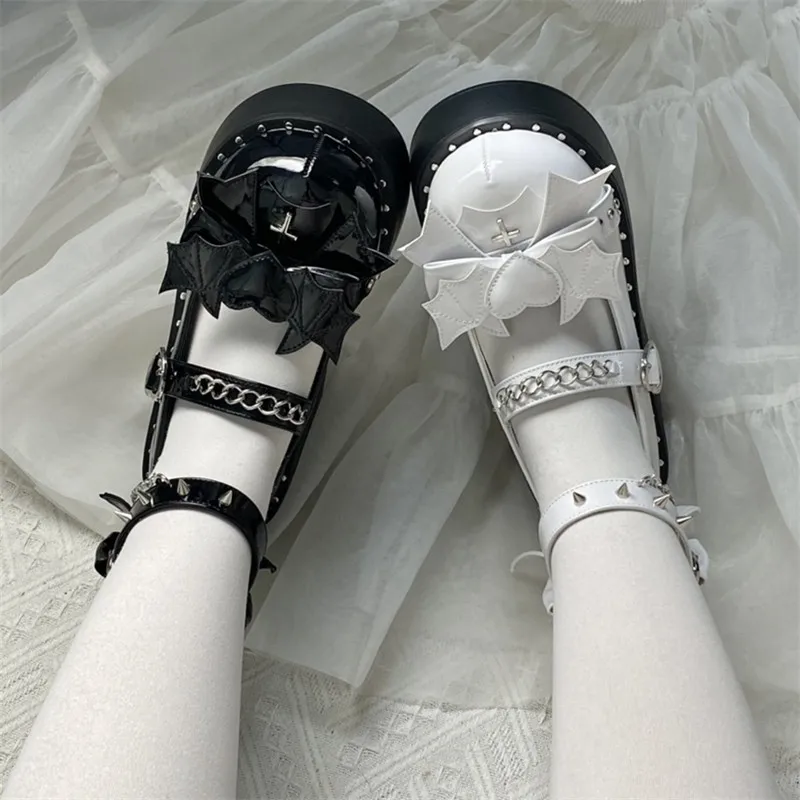 

Devil Style Gothic Punk Girls Party Lolita Shoes Sweet Platform Loli Shoes High Heel Wedge Harajuku Goth Female Shoes
