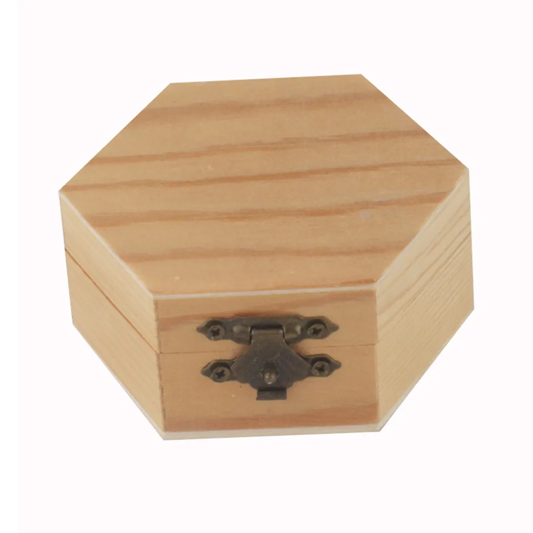 

Wooden Hexagonal Shaped Storage Box Jewelry Box DIY Wedding Gifts Holder Home Organization Storage Boxes Sundries Container