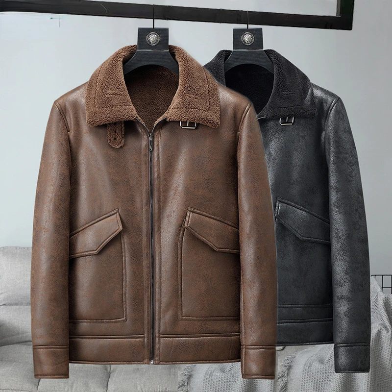 Fall/winter Men's Suede Jacket Plus Velvet Man Lapel Thickened Warmth Fashion Boutique Faux Leather Outer/large Size Men PU Coat
Fall/winter Men's Suede Jacket Plus Velvet Man Lapel Thickened Warmth Fashion Boutique Faux Leather Outer/large Size Men PU Coat