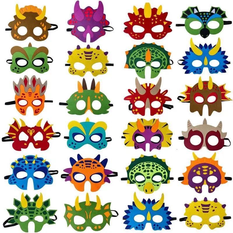 

Детская маска динозавра для девочек и мальчиков, костюм динозавра, сувениры, маска динозавра с эластичной повязкой на голову, 24 шт., аксессуары