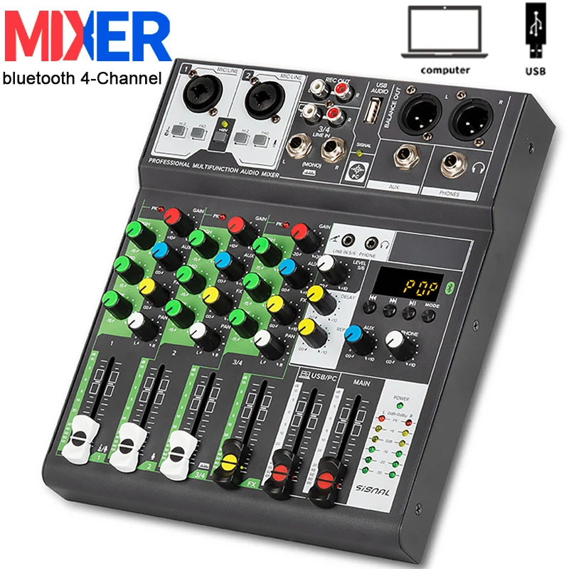 Professional Sound Mixing Console Bluetooth USB Record Computer 48V Phantom Power Delay Repaeat Effect 4-Channel USB Audio Mixer
Professional Sound Mixing Console Bluetooth USB Record Computer 48V Phantom Power Delay Repaeat Effect 4-Channel USB Audio Mixer