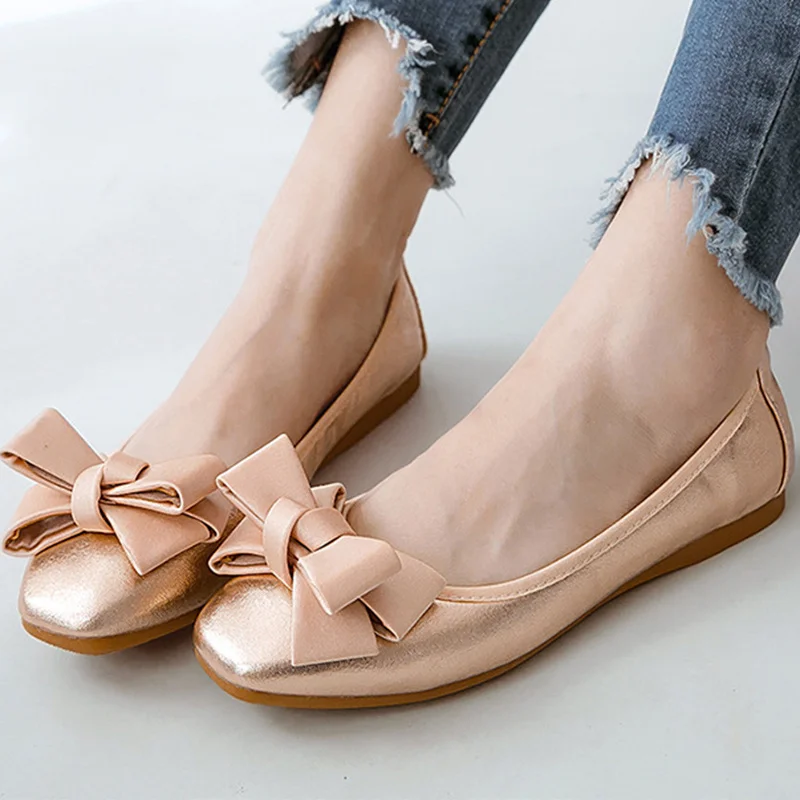 

Pointed Toe płaskie buty damskie Bow Knot obuwie damskie lakierki Casual pojedyncze letnie buty do baletu na bardzo niskim