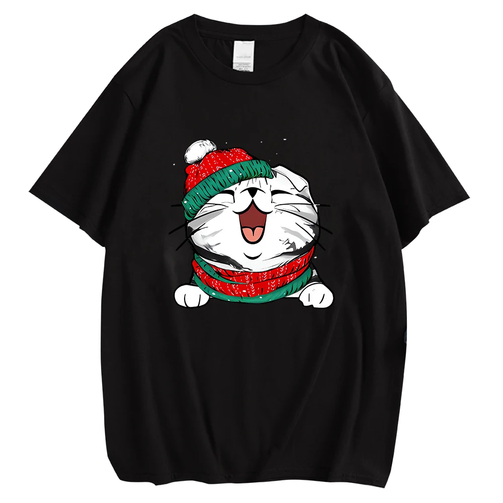 

CLOOCL Animal Cats T-shirts Christmas Kitten Chest Printed Cotton Tees Mens Women Shirts Harajuku Hip Hop Tops Xmas Gifts