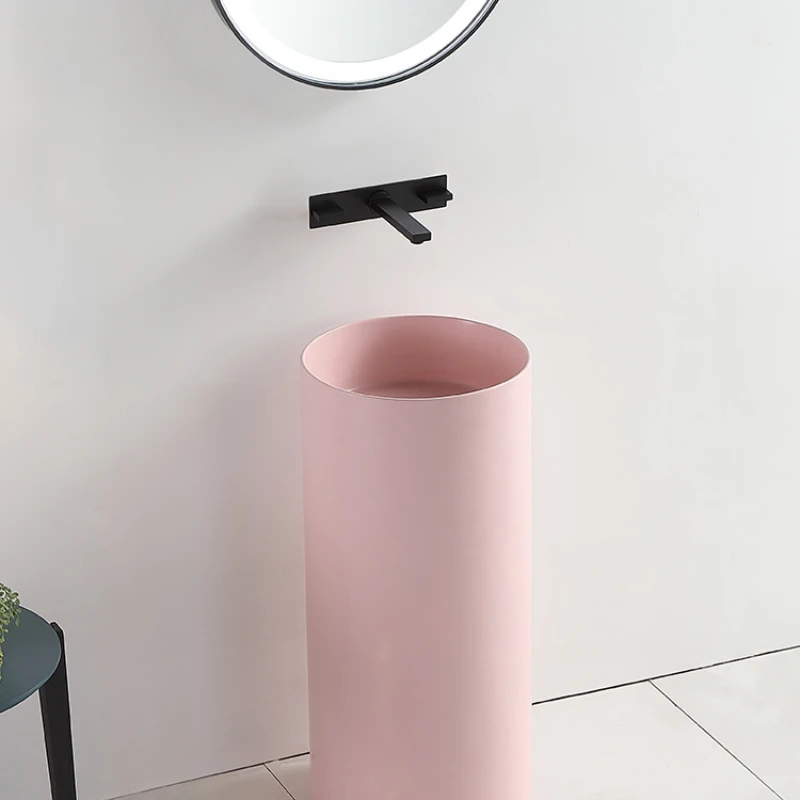 Round mini small apartment floor-to-ceiling wash basin integrated simple color artificial stone
Round mini small apartment floor-to-ceiling wash basin integrated simple color artificial stone