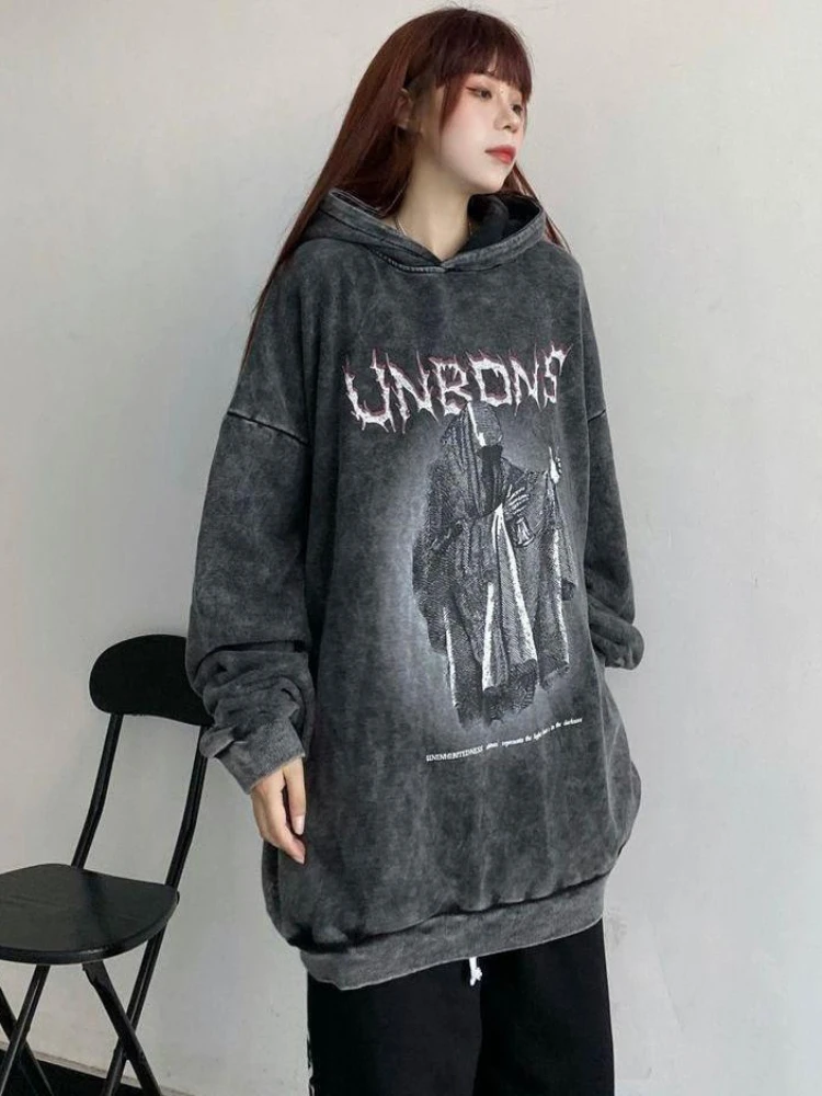 

Women's Sweatshirt Grunge Top Hoodies Hooded Loose Woman Clothing Graphic Punk Baggy Kpop Goth Y2k Vintage Basic Dropshiping Emo