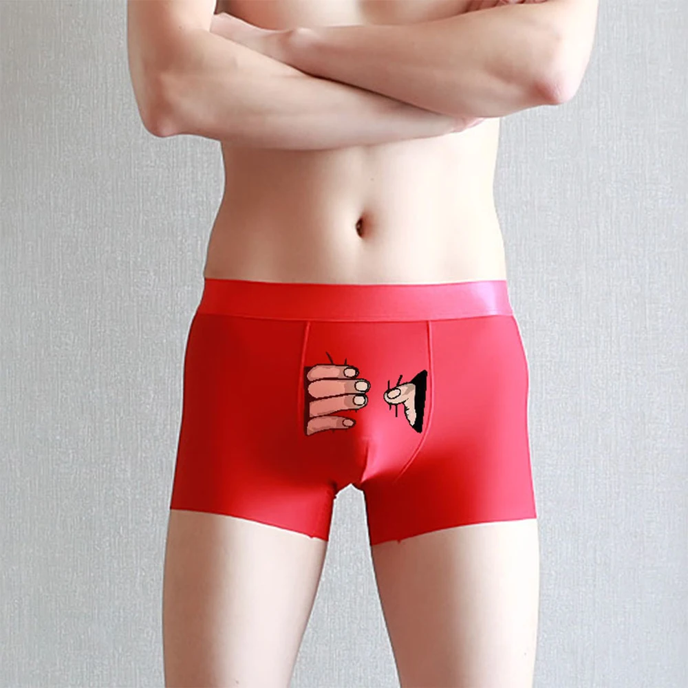 

Funny Cartoon Underwear Men Fashion Ice Silk Convex U Pouch Boxer Shorts Sexy Cute Boxer Briefs Panties Underpants For Boys