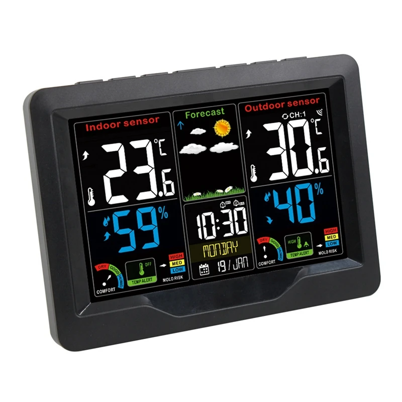 

Цифровая метеостанция, Уличный Термометр, будильник с беспроводным датчиком температуры и влажности для дома