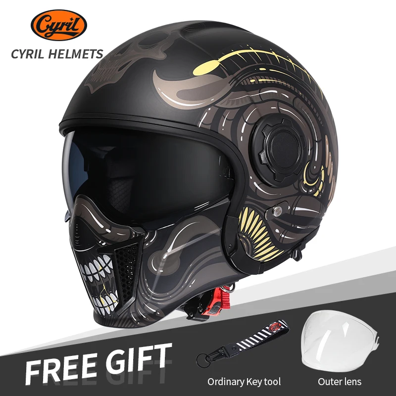 

Cyril Helmets for Motorcycles Safety DOT Certified Casco 3/4 Open Face Modular Full Capacete Men's Motorcycle Helmet Accessories