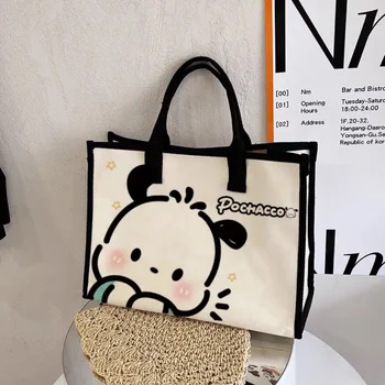 Sanrio Pochacco Crayon Shin-chan Kawaii Canvas Bag Cute Cartoon Ins High Capacity Shoulder Bag Student Handbag Anime Accessories