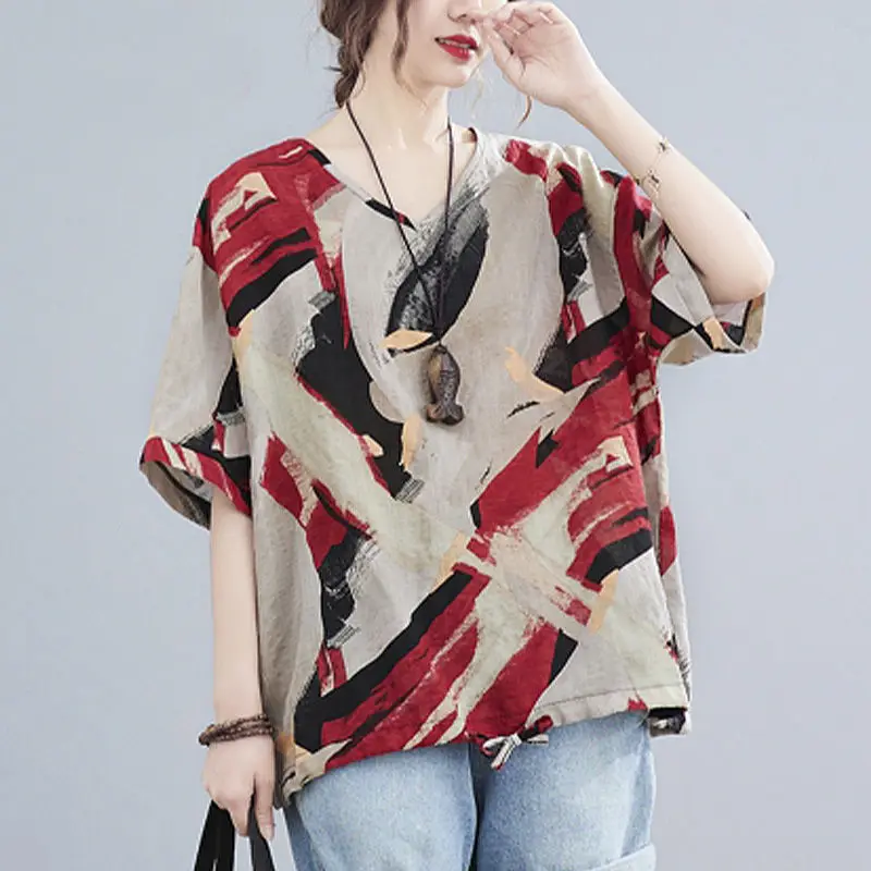 Vintage Printed V-Neck Spliced Lace Up Bow Blouse Women's Clothing 2023 Summer New Casual Pullovers Oversized Commuter Shirt 
Vintage Printed V-Neck Spliced Lace Up Bow Blouse Women's Clothing 2023 Summer New Casual Pullovers Oversized Commuter Shirt