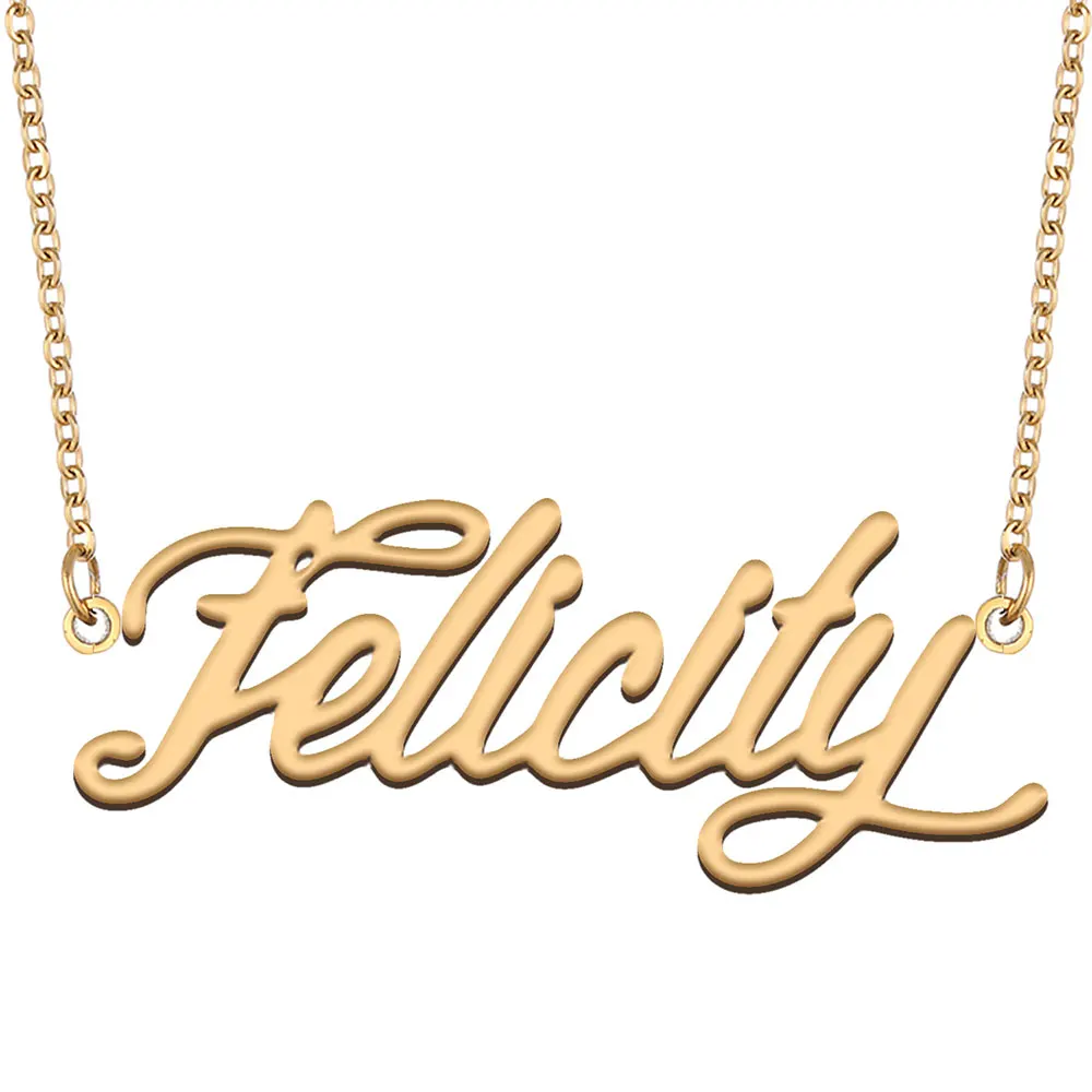 

Женское колье из нержавеющей стали Felicity, Золотое кулон-табличка с именем ожерелье с надписью