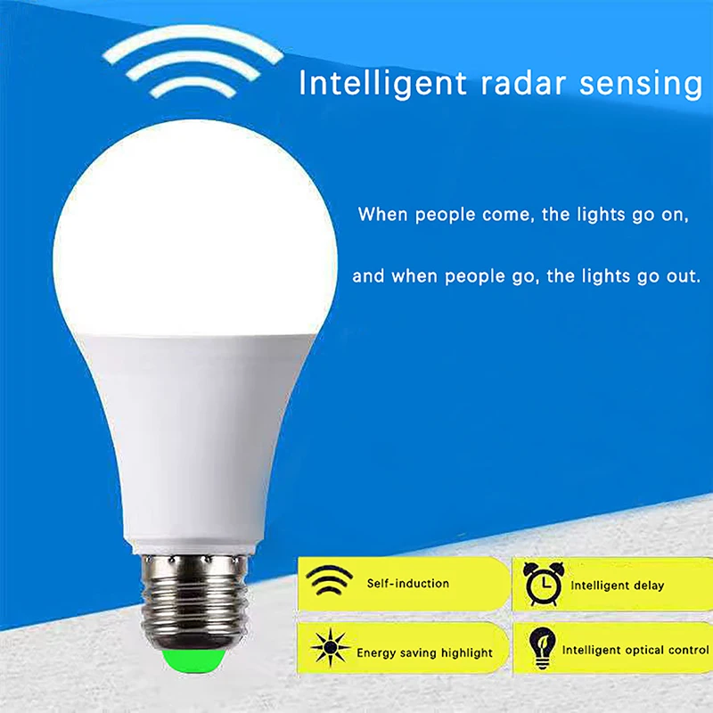 

220V E27 7W 9W 12W 18W LED Lamp Auto Smart Infrared Bulb Energy Saving Bombillas Home Porch Microwave Radar Motion Sensor Light
