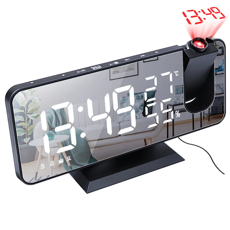 LED Digital Alarm Clock Radio Projection With Temperature Humidity Mirror Clock Multifunctional Bedside Time Display table Color
LED Digital Alarm Clock Radio Projection With Temperature Humidity Mirror Clock Multifunctional Bedside Time Display table Color